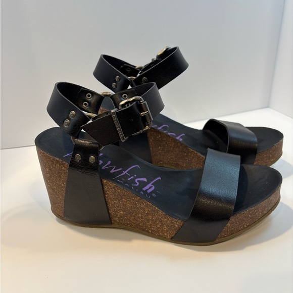 Blowfish Black Platform Sandals with Ankle Strap - Picture 2 of 7
